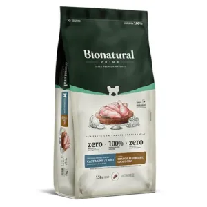 Bionatural Prime Perro Adulto LIGHT-CASTRADO Raza Media y Grande 15Kg